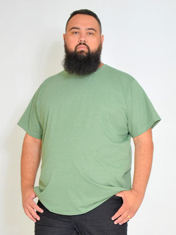 Camiseta Básica Plus Size Mescla Verde