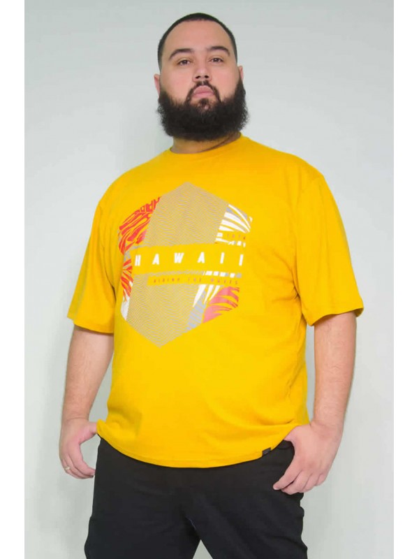 Camiseta Plus Size Hawai Mostarda