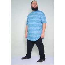 Camiseta Plus Size LongLine Tie Dye Turquesa
