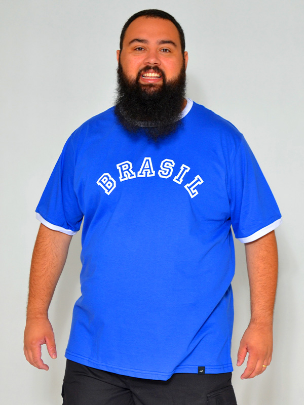 Camiseta Brasil Plus Size Azul