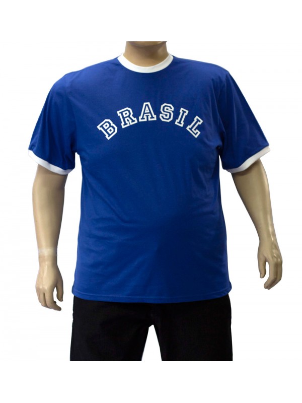 Camiseta Brasil Plus Size Azul