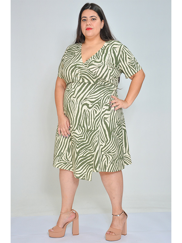 Vestido Pareô Animal Print Musgo
